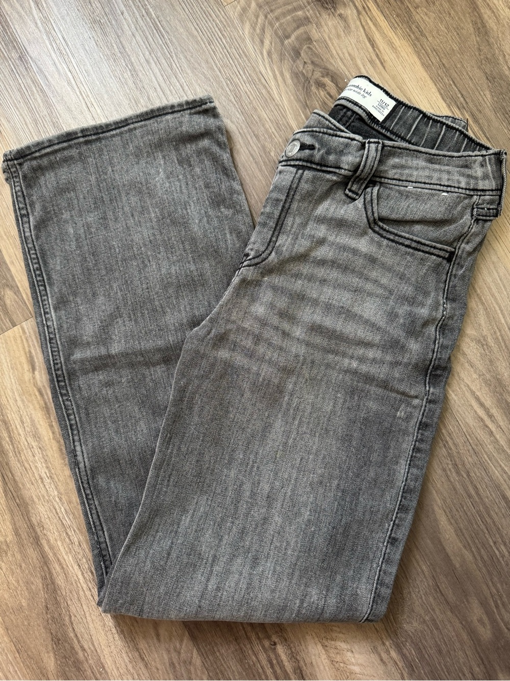 Abercrombie Kids High-Rise Wide-Leg Jeans Washed Grey Size 11/12 Long